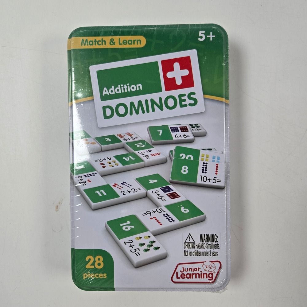 Junior Learning Addition Dominoes Match Kids Green Math Educational Game NEW